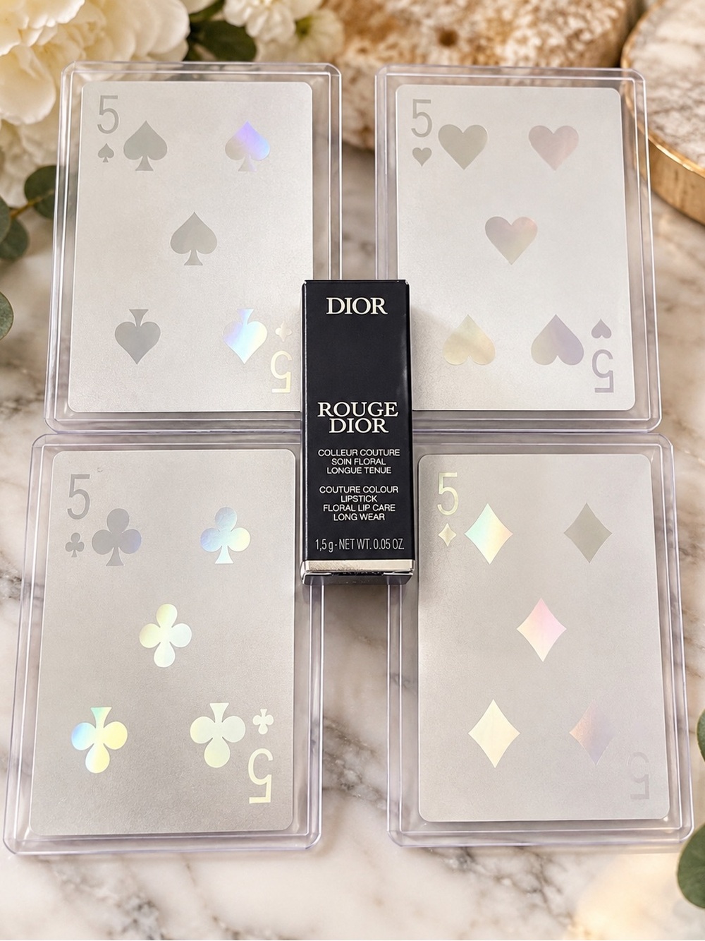Dior Rouge Dior Lipstick- 777 Fahrenheit - w/ 4 Dior Joy ❤️♠️♦️♣️ 5s cards